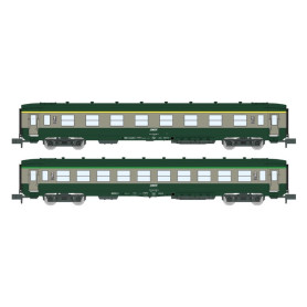 2x voitures DEV AO A8 et B10 ép IV-V SNCF - N 1/160 - REE NW-279
