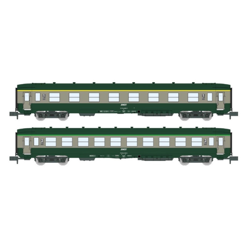 2x voitures DEV AO A8 et B10 ép IV-V SNCF - N 1/160 - REE NW-279