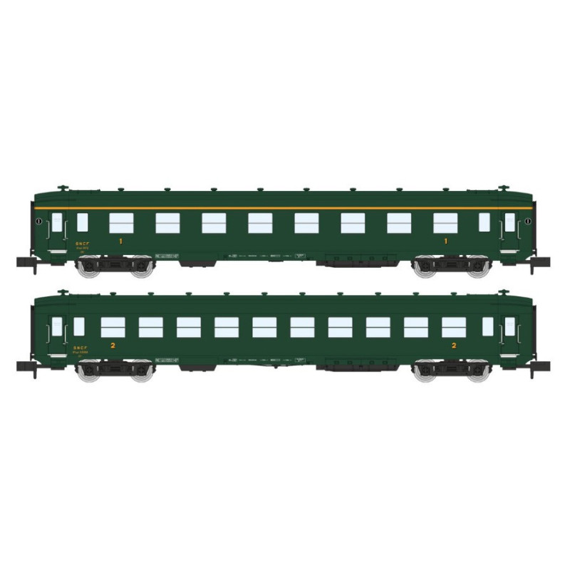 2x voitures DEV AO A8 B10 myfi ép III SNCF - N 1/160 - REE NW-282