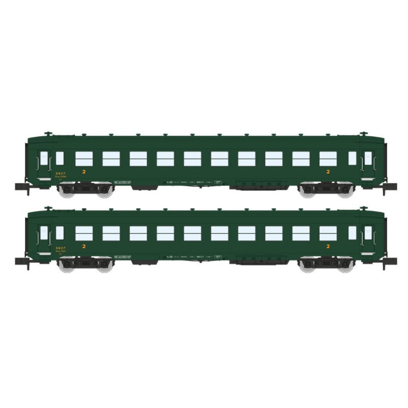 2x voitures DEV AO B10 myfi ép III SNCF - N 1/160 - REE NW-283