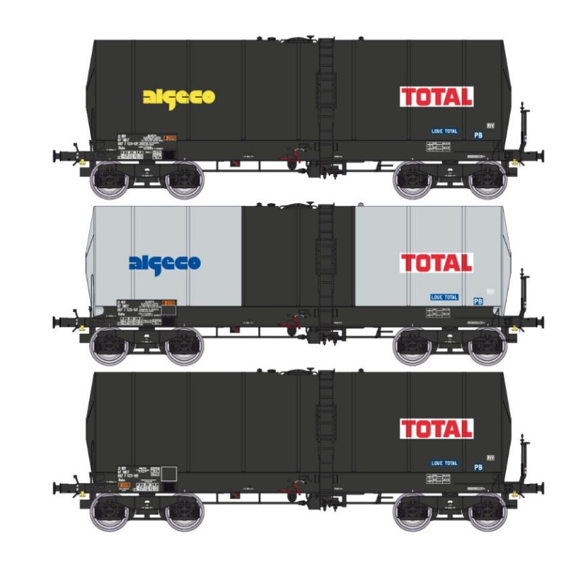 Set 3x citernes FAUVET-GIREL, ép. IV-V "ALGECO-TOTAL" - HO 1/87 - REE WB-657
