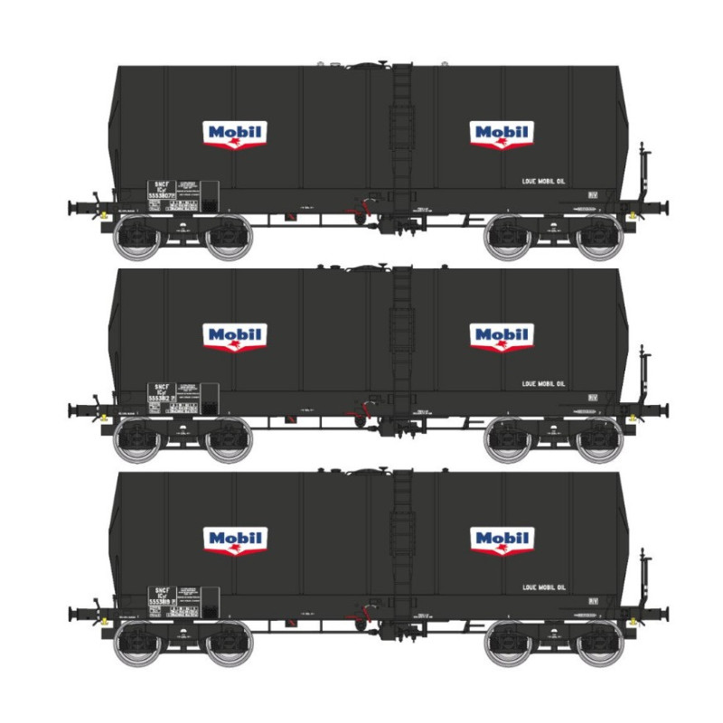 Set 3x citernes FAUVET-GIREL, ép. III "MOBIL" - HO 1/87 - REE WB-662