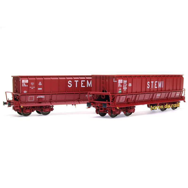 2x Tombereaux DMH STEMI ép. V - SNCF - HO 1/87 - LS Models 31117