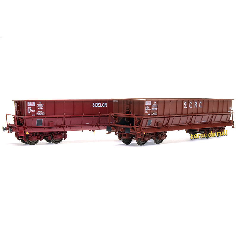 2x Tombereaux DM SIDELOR-SCRC ép. IV - SNCF - HO 1/87 - LS Models 31119
