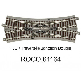 Traversée jonction double 200 mm 22.5 degrés voie Geoline HO - ROCO 61164