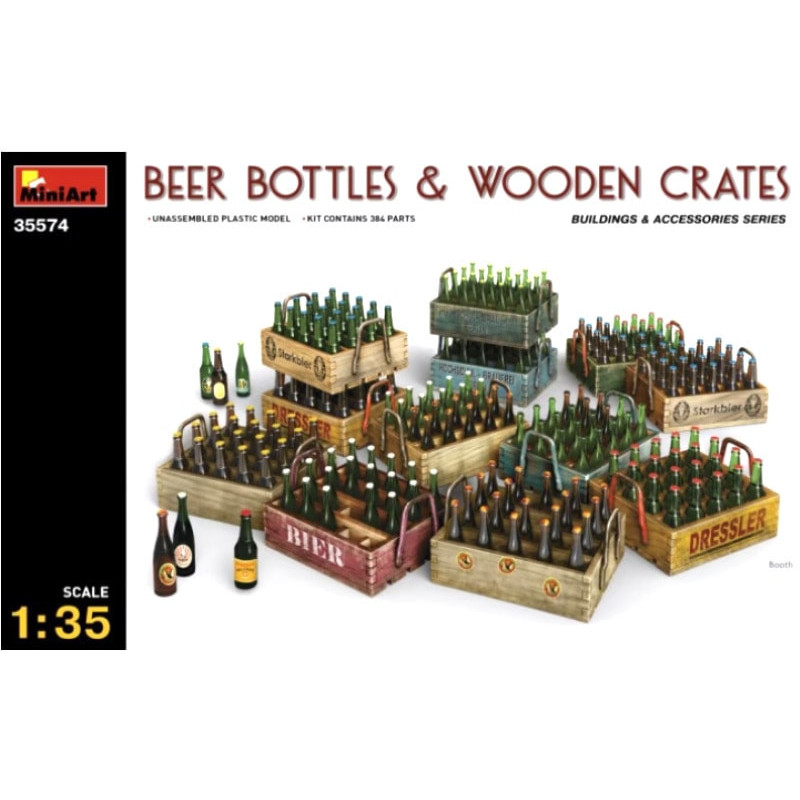 Bouteilles de bière et caisses en bois - échelle 1/35 - MINIART 35574