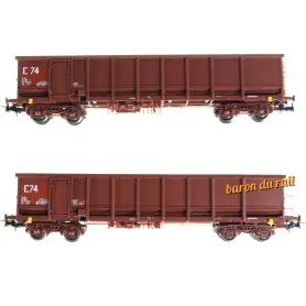 Set 2x tombereaux FAS ép. V SNCF - HO 1/87 - REE WBSE-014
