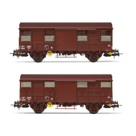 2x wagon couverts Kv Permaplex, volets ouverts SNCF ép. III - HO 1/87 - JOUEF HJ6231