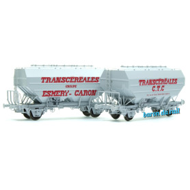 2x wagon Céréalier Transcéréales ESMERY-CARON et CTC - Ep. IV - HO 1/87 - REE WB-729