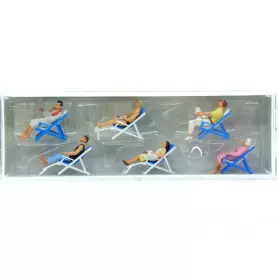 6 personnages sur chaises longues - HO 1/87 - PREISER 10437
