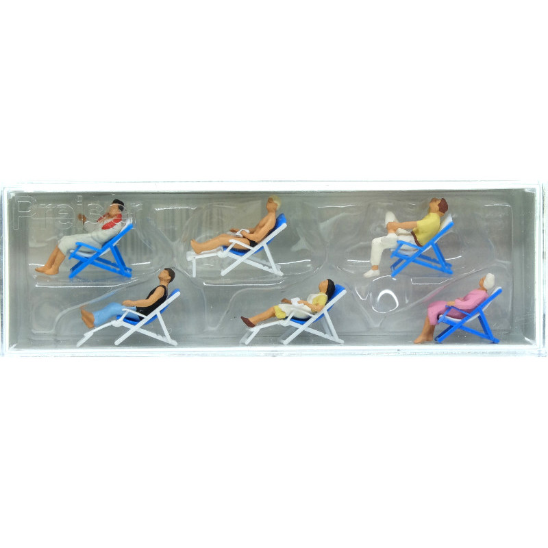 6 personnages sur chaises longues - HO 1/87 - PREISER 10437