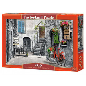 Charming alley with red bicycle - Puzzle 500 pièces - CASTORLAND
