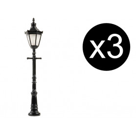 3x lampadaires de parc à LED - HO 1/87 - FALLER 180112