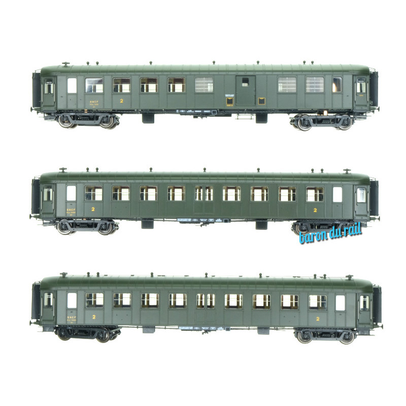 3x Voitures OCEM RA B4D + 2 x B9 ép IIIb SNCF - HO 1/87 - REE VB-382