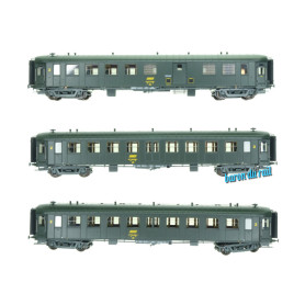 3x Voitures OCEM RA (B4D + 2 x B9) ép IV SNCF - HO 1/87 - REE VB-386