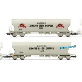 2x wagons trémie parois rondes Banette et Lemani ép. IV - HO 1/87 - JOUEF HJ6132