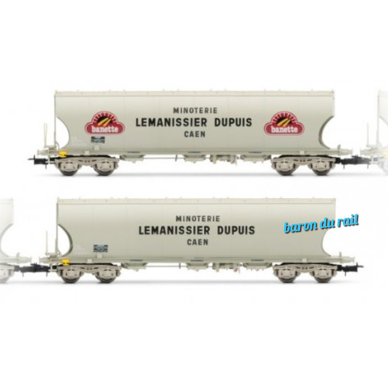 2x wagons trémie parois rondes Banette et Lemani ép. IV - HO 1/87 - JOUEF HJ6132