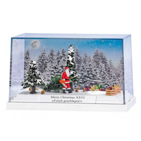 Diorama de Noël, Père-Noël coupant un sapin - HO 1/87 - BUSCH 7628