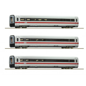 3x Voitures intermédiaires ICE 1, DB AG ép. VI - HO 1/87 - ROCO 74030