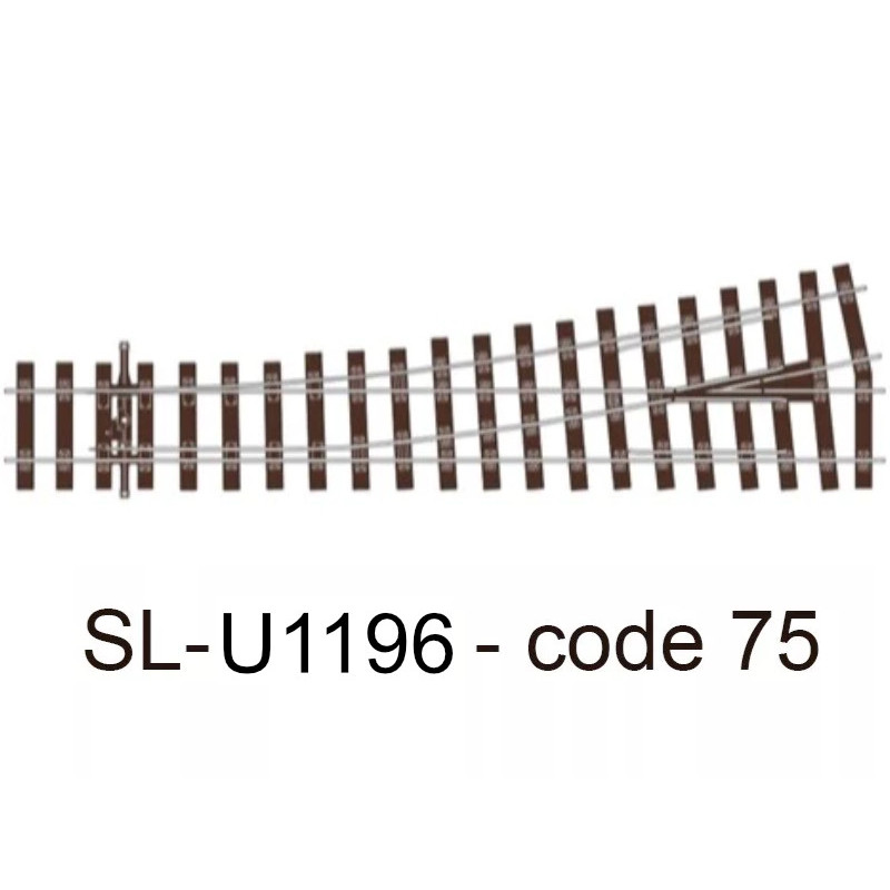 PECO SL-U1196 - Aiguillage moyen rayon à gauche Unifrog code 75 - HO 1/87