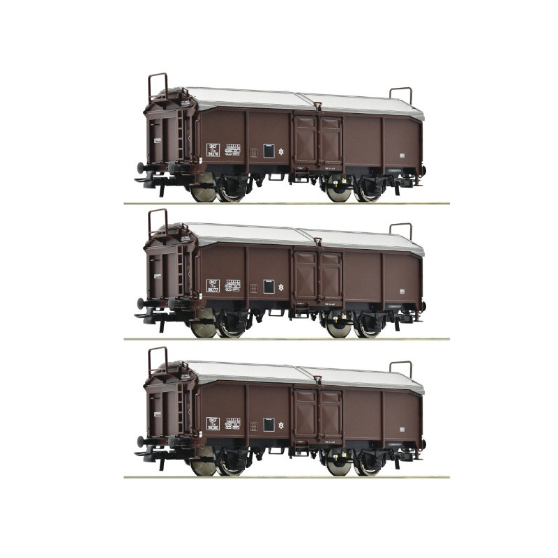 Coffret 3x wagons à toit ouvrant, SNCF ép. III - HO 1/87 - ROCO 77020