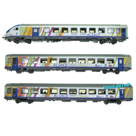 Set 3 voitures TER Alsace ép. VI - SNCF - HO 1/87 - LS Models 41231