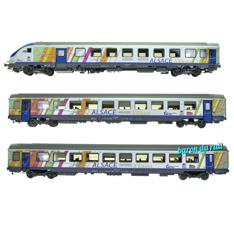 Set 3 voitures TER Alsace ép. VI - SNCF - HO 1/87 - LS Models 41231