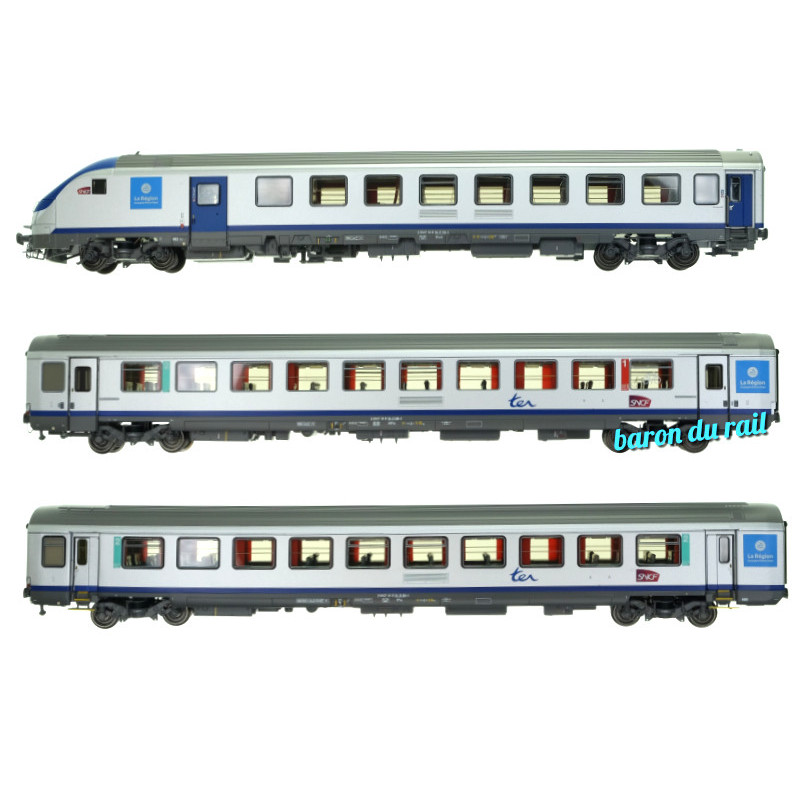 Set 3 voitures TER Aura ép. VI - SNCF - HO 1/87 - LS Models 41232