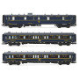 3x voitures «Train Bleu», 1 fourgon et 2 Lx, ép. III - CIWL - HO 1/87 - JOUEF HJ4162