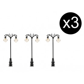 3x Réverbères LED, lampes suspendues blanc chaud - HO 1/87 - FALLER 180115