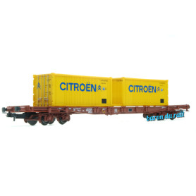 Porte-conteneurs Sgss, 2 Container de 20' «Citroën», ép. IV SNCF - HO 1/87 - JOUEF HJ6242