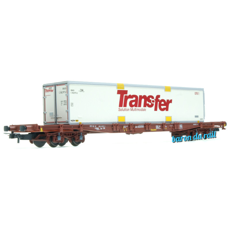 Porte-conteneur Sgss, Container de 40' «Trans-fer», ép. IV SNCF - HO 1/87 - JOUEF HJ6244