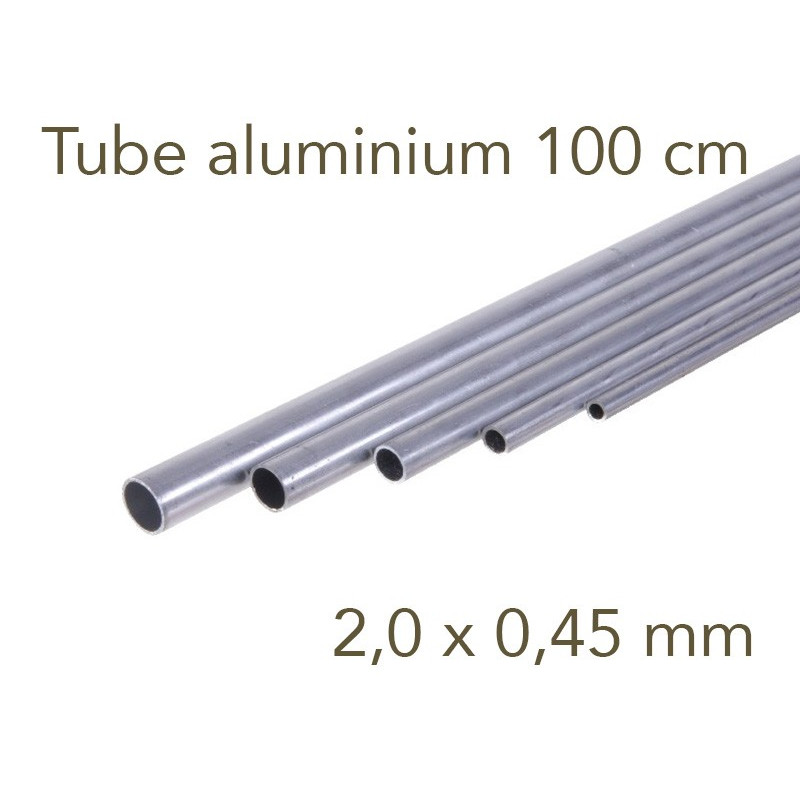 Tube aluminium longueur 1 mètre - 2.0 x 0.45 mm - Albion