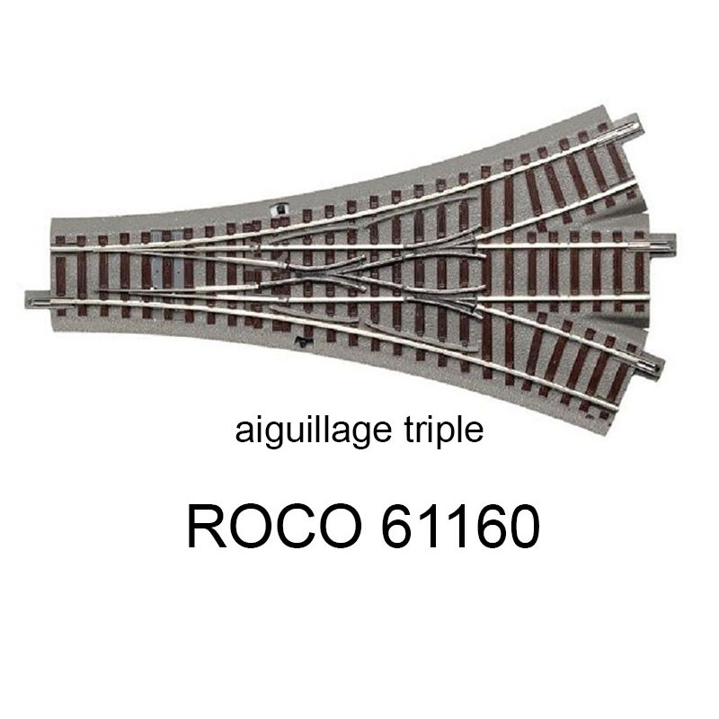 Aiguillage triple 200 mm 22.5 degrés voie Geoline HO - ROCO 61160