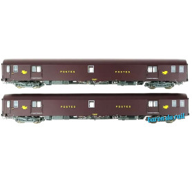 2x voiture postale PA UIC brun PTT - ép IV - HO 1/87 - 40443 LS Models