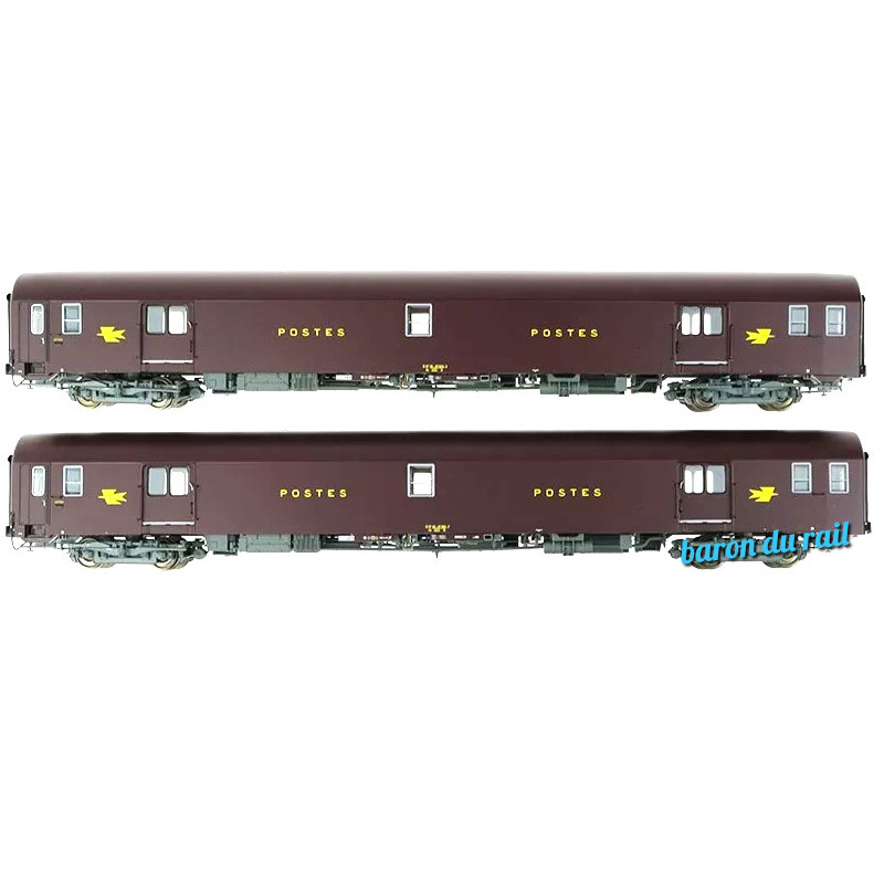 2x voiture postale PA UIC brun PTT - ép IV - HO 1/87 - 40443 LS Models