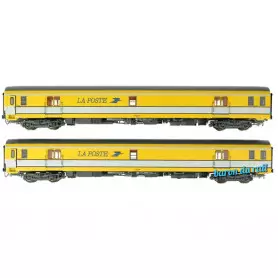 2x voiture postale PA UIC jaune - ép IV - HO 1/87 - 40445 LS Models