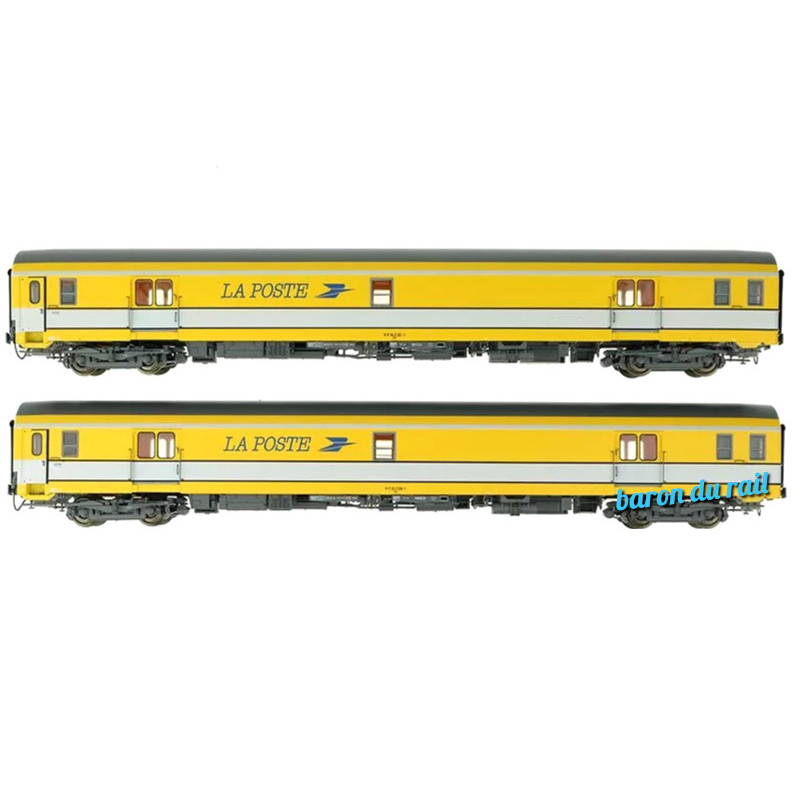 2x voiture postale PA UIC jaune - ép IV - HO 1/87 - 40445 LS Models