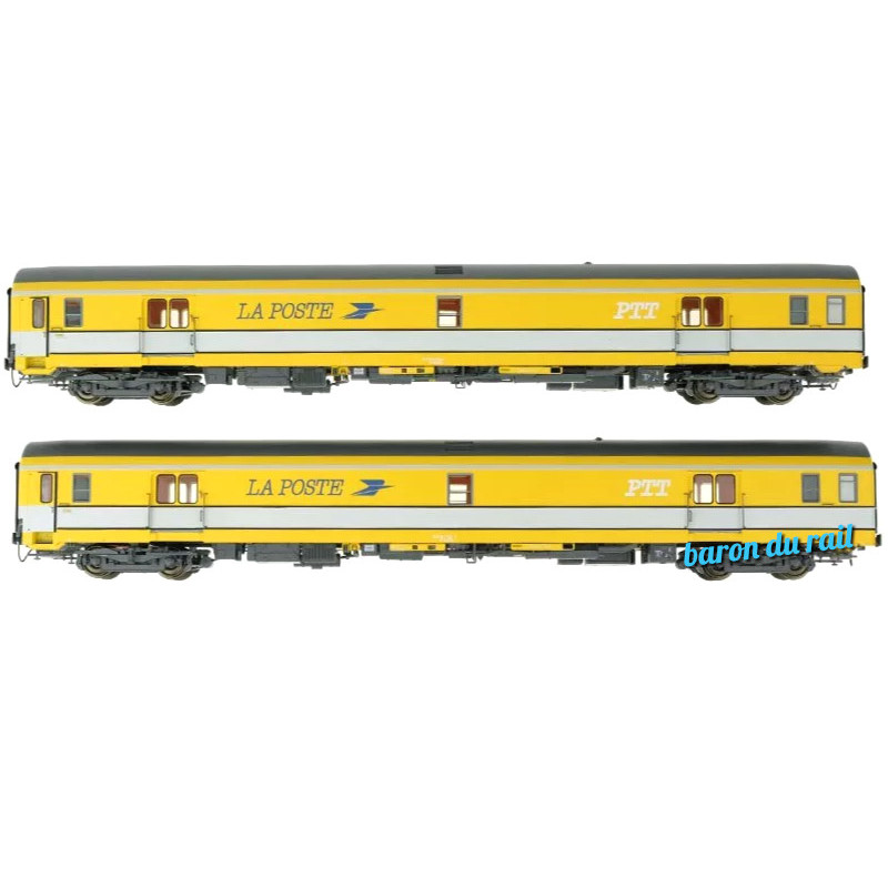 2x voiture postale PA UIC jaune - ép IV - HO 1/87 - 40446 LS Models