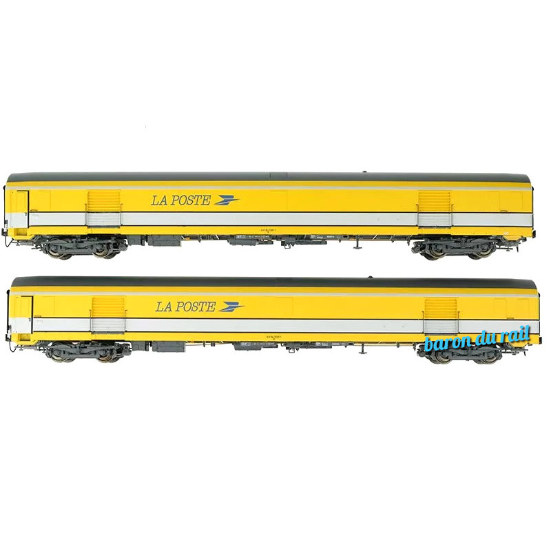 2x voiture postale PE UIC jaune - ép V - HO 1/87 - 40447 LS Models
