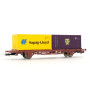 Wagon plat à 2 essieux chargé de 2 conteneurs - SNCF - HO - JOUEF HJ6143