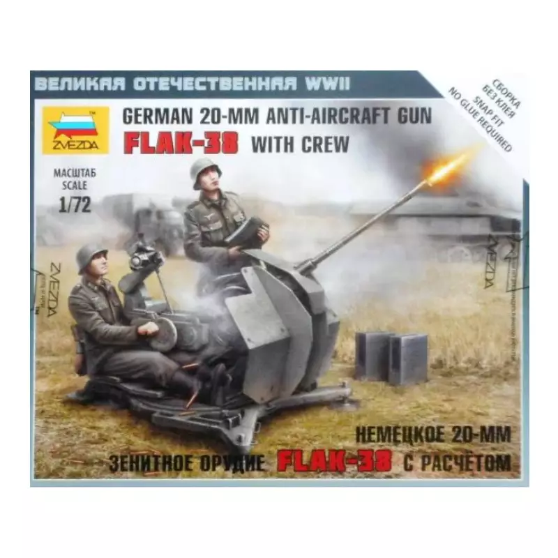 ZVEZDA 6117 - 1/72 - Canon antiaérien allemand 20 mm Flak 38 avec équipage