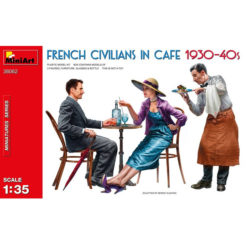 Maquette Civils français au café années 1930-1940 - échelle 1/35 - MINIART  38062