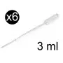 Pack de 6 pipettes graduées 3 ml pour transfert