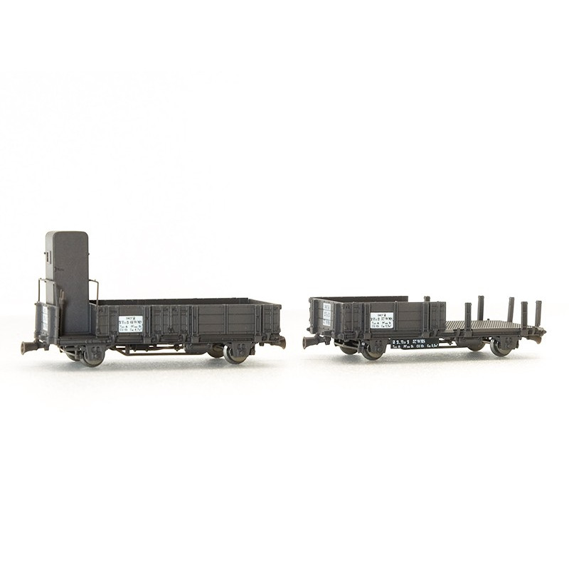REE WB-486 - 2 Wagonnets de Draisine (Plat à ridelles + Tombereau avec guérite) Ep.III