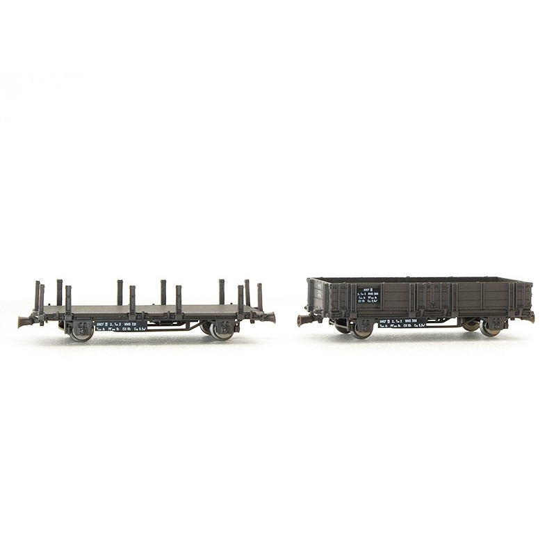 REE WB-485 - 2 Wagonnets de Draisine (Plat à ranchers + Tombereau) Ep.III