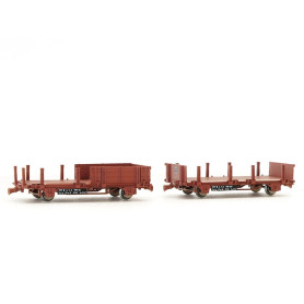 REE WB-492 - 2 Wagonnets de Draisine (Plat à ridelles et ranchers + Plat à ranchers) Ep.IV-V