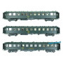 Set de 3 Voitures BACALAN SNCF Ep.IV logo encadré jaune - HO 1/87 - REE VB-374