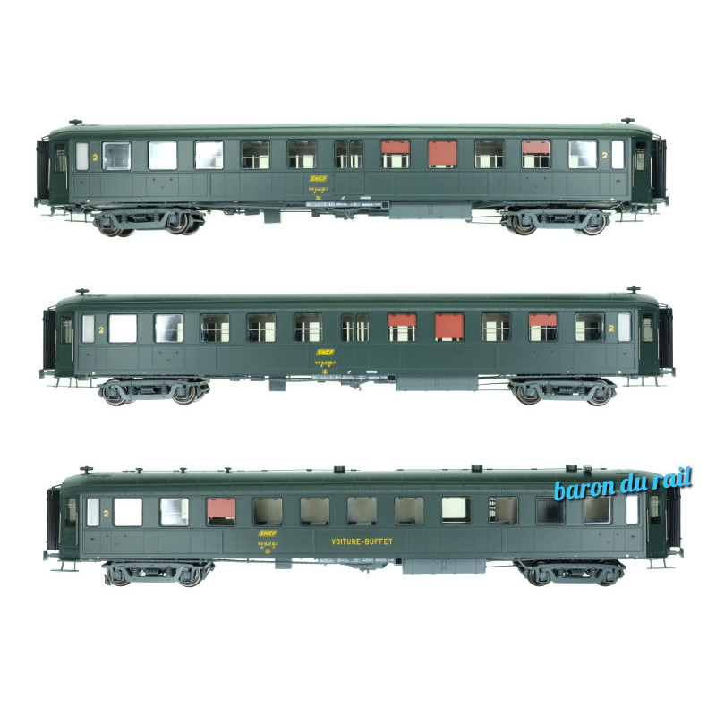 Set de 3 Voitures BACALAN SNCF Ep.IV logo encadré jaune - HO 1/87 - REE VB-374