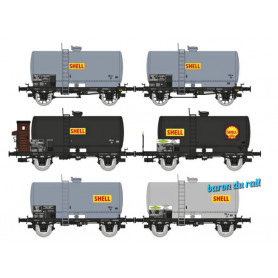 Set REE COLLECTION de 6 citernes SHELL, SNCF Ep. III - HO 1/87 - REE WB-722